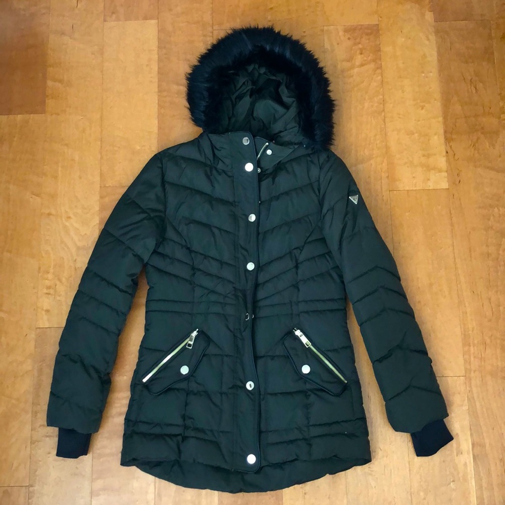 Guess dark olive parka size XS